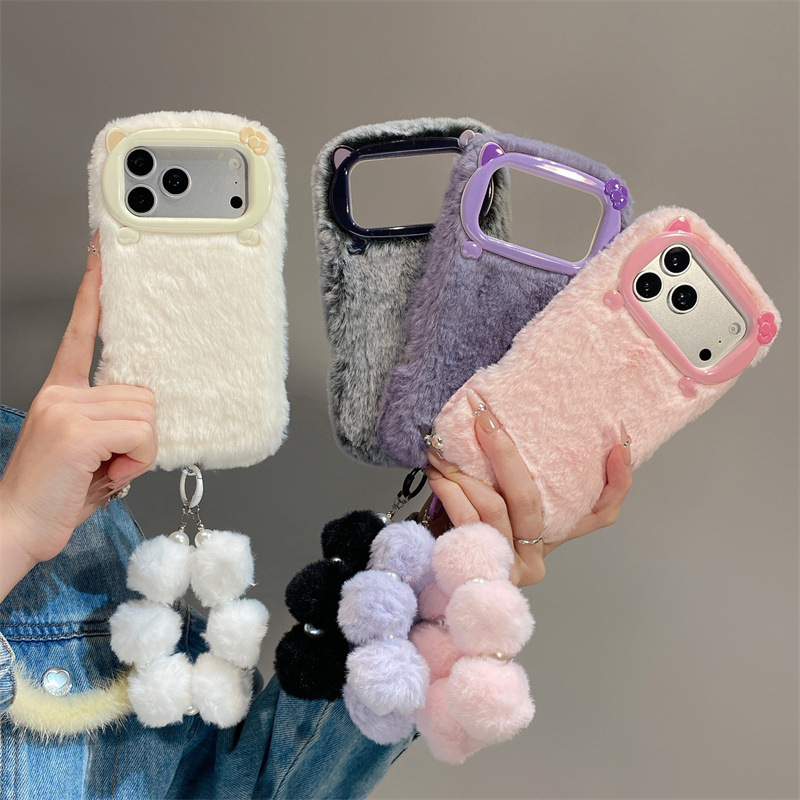 Apple Iphone 15 Pro Max - Casing Ponsel Mewah Warna Solid Berbulu